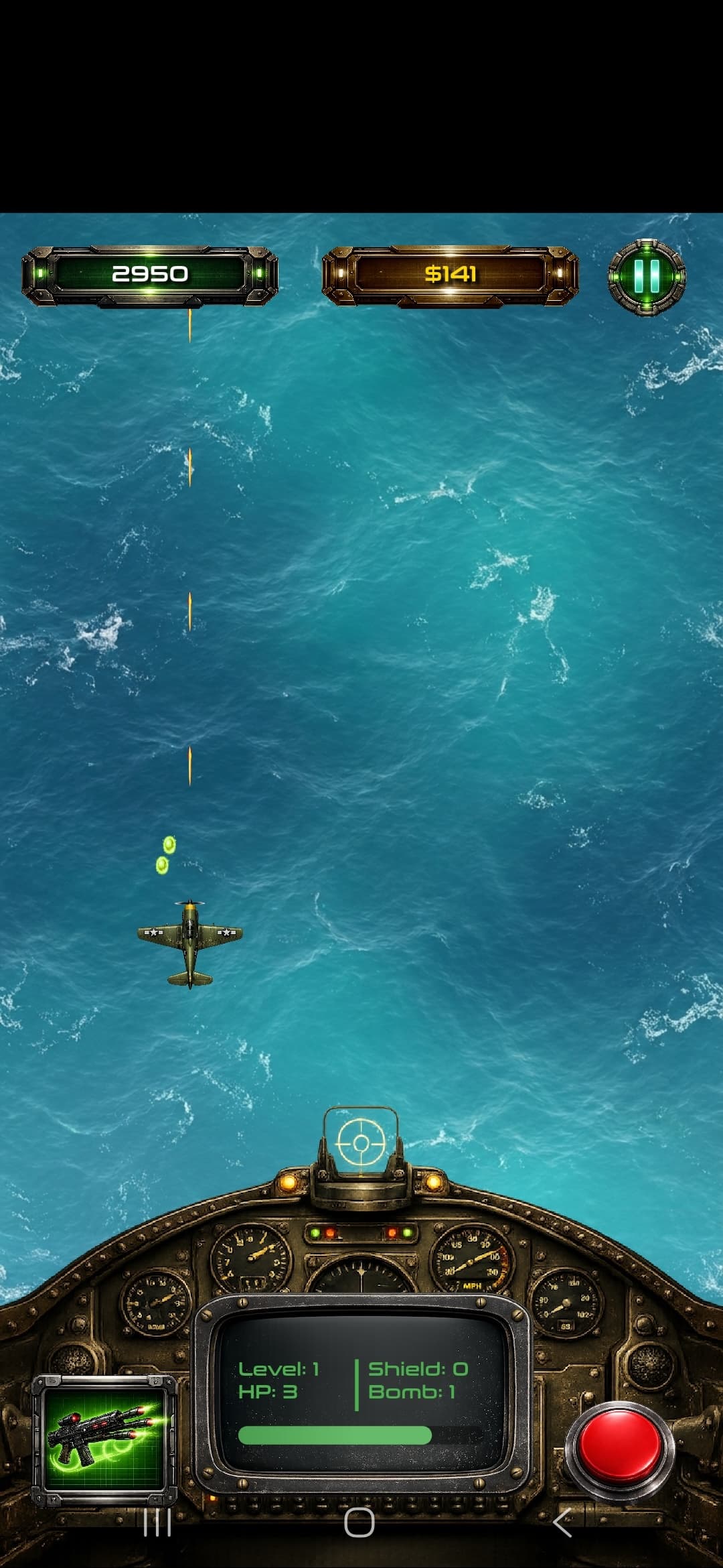 Zephyr Strike gameplay with weapon pickup and ocean combat